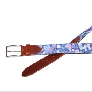 RARE Peter Millar Caddyshack Canvas Leather Golf Casual Belt, 36